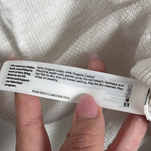 Eileen Fisher White Mock Neck Lightweight Linen/Cotton Sweater Size XL - Picture 3 of 5